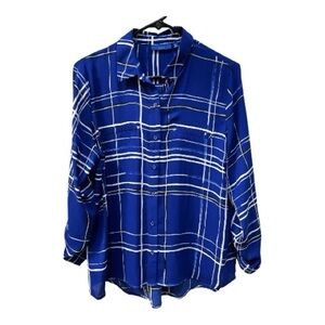 Apt. 9 Royal Blue and White Plaid Shirt